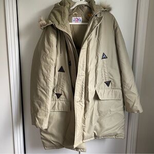 Canadian Trail Beige Down Parka with Fur Trim Canadian Made Winter Coat